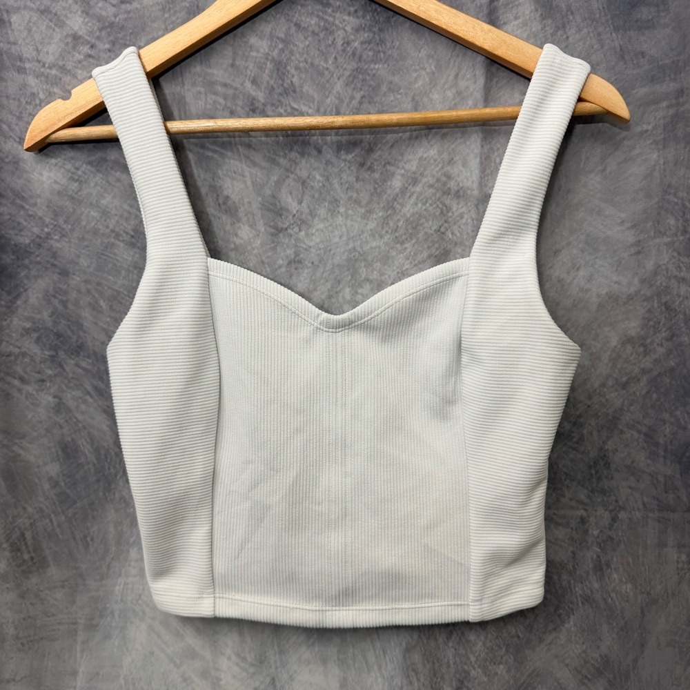 Lululemon Ribbed Sweetheart Crop Tank Top White Size M LW1EVIS